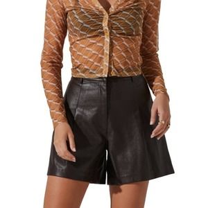 ASTR the label Wilma Faux Leather Short in Dark Brown size M